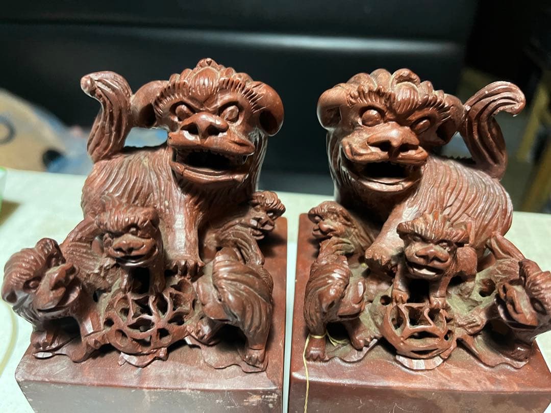 狛犬、獅子、中国狛犬、寿山石彫刻、狛犬彫刻、石材狛犬