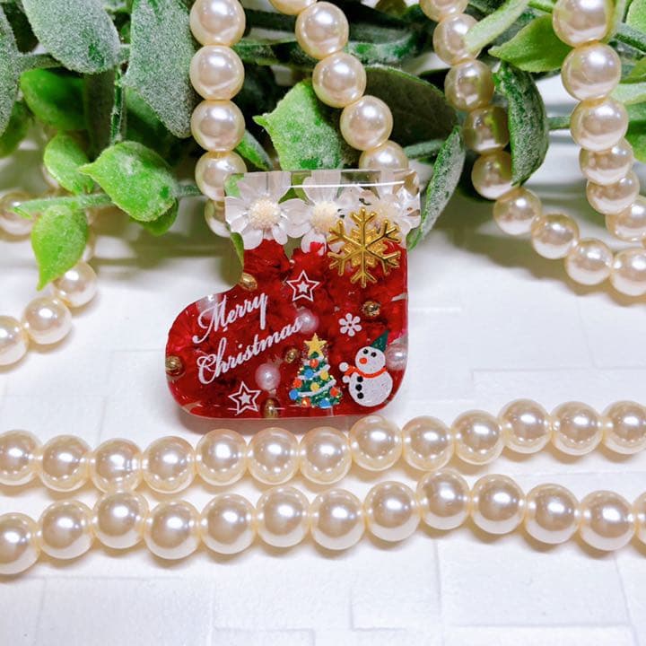 オセロ＠様お取置きです。レジンヘアゴム クリスマスブーツNo.219