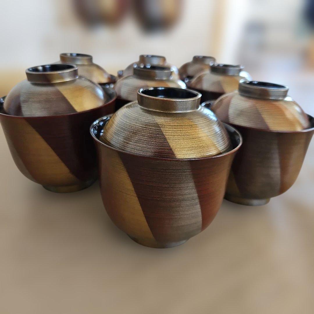 レトロ　姫小椀　朱金銀刷毛目　風車　10客　和モダン　和風　お椀　食事会