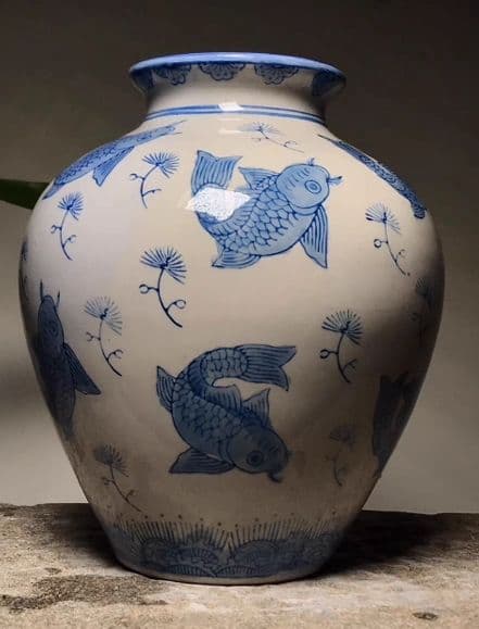中国花瓶景徳鎮 青花磁  工芸品 古美術品時代物 装飾品置物