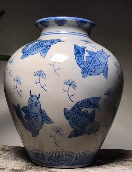 中国花瓶景徳鎮 青花磁  工芸品 古美術品時代物 装飾品置物
