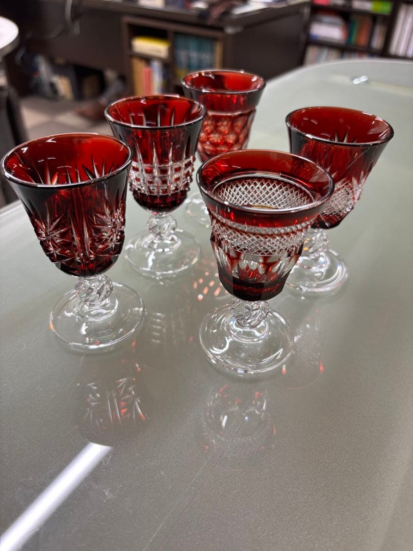 希少品　色被切子グラス5個セット （江戸切子 薩摩切子）