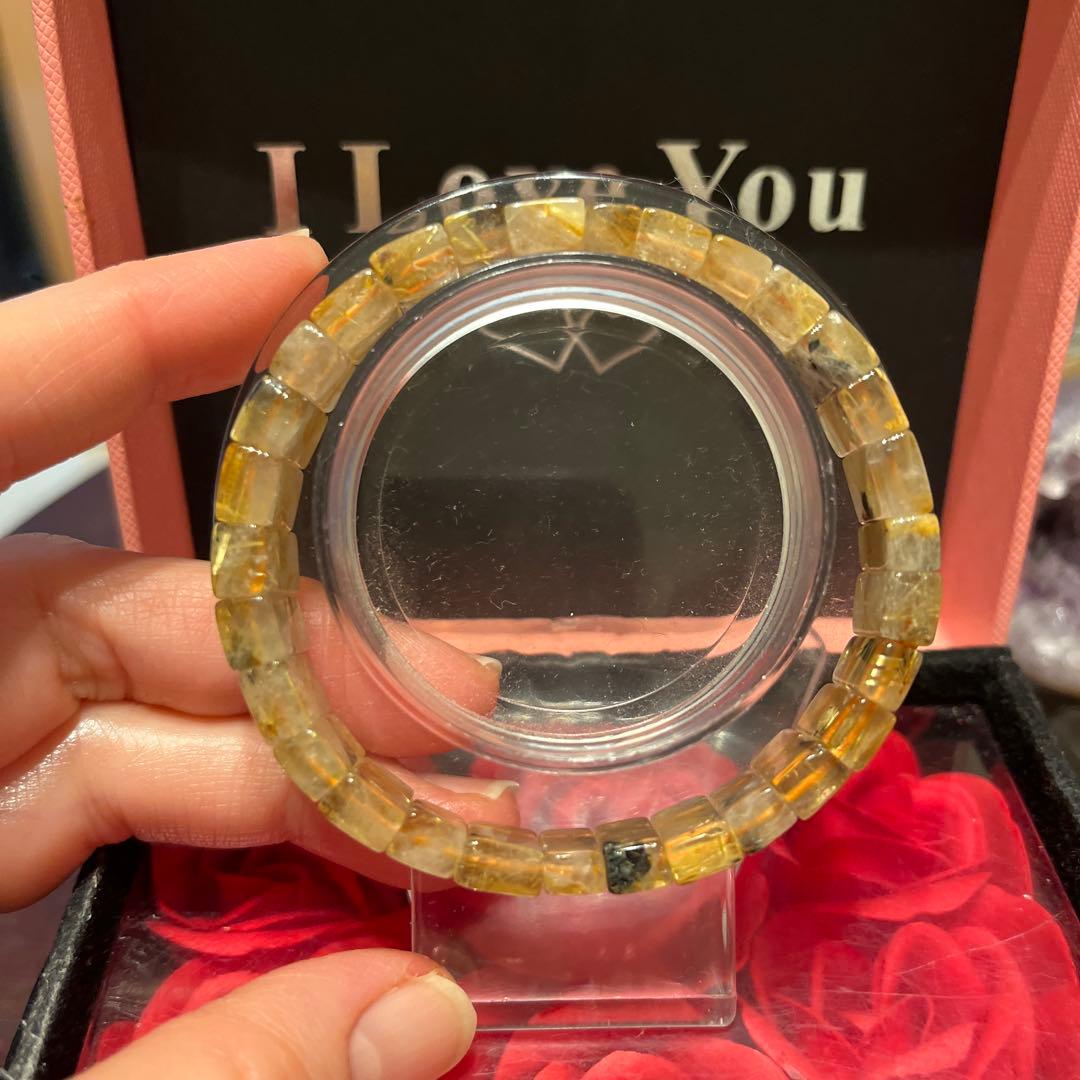 天然石ブレスレット　太陽放射ルチルクォーツ　タイチンルチルクォーツ