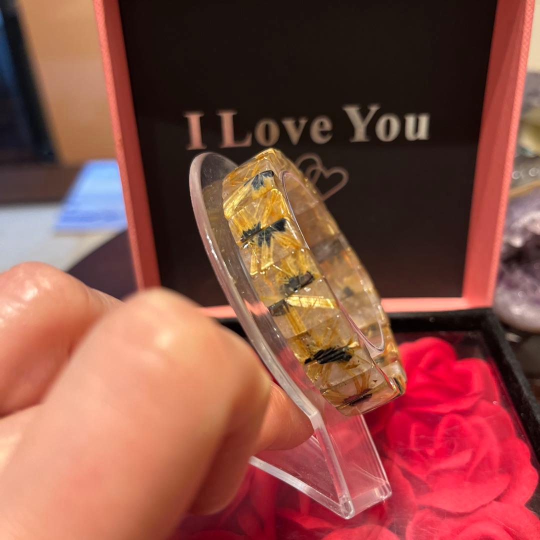 天然石ブレスレット　太陽放射ルチルクォーツ　タイチンルチルクォーツ