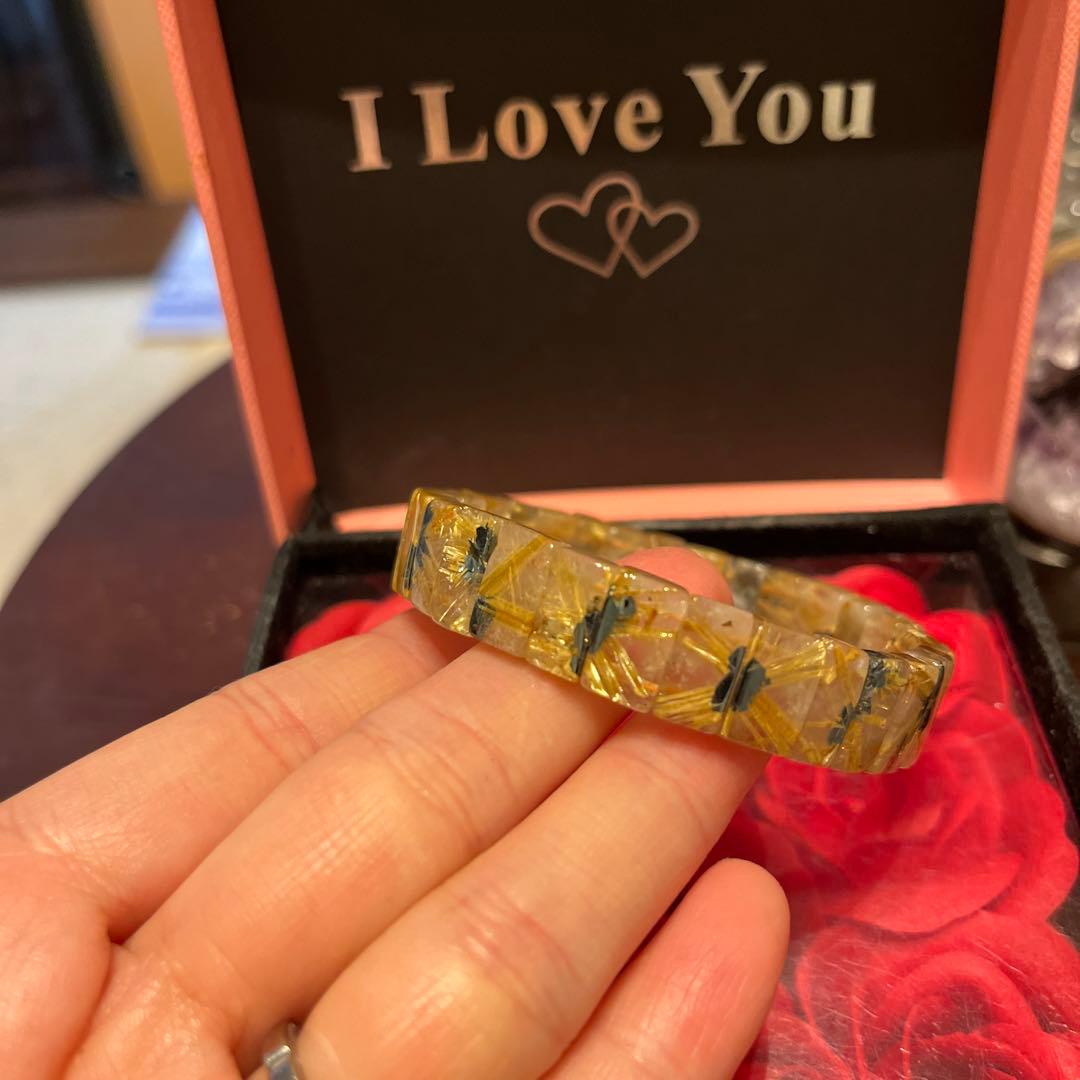 天然石ブレスレット　太陽放射ルチルクォーツ　タイチンルチルクォーツ