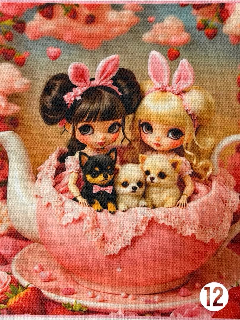 ♡ハンドメイドオーダーページ♡着物可愛い女の子＆二人の女の子とワンコパネル9枚