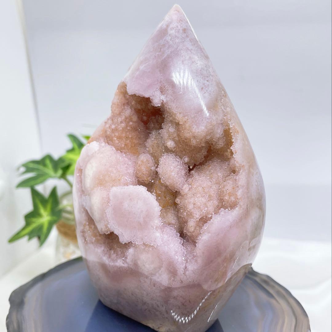 【天然石】ピンクアメジスト（桜瑪瑙共生） 筍タワー 400g！