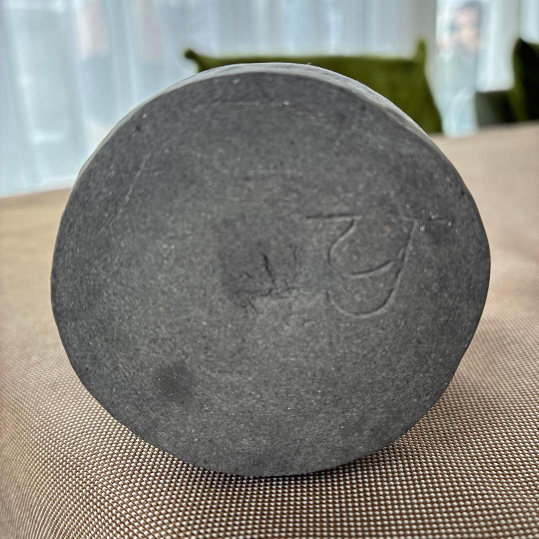 ダークグレー 陶器製花瓶　作家