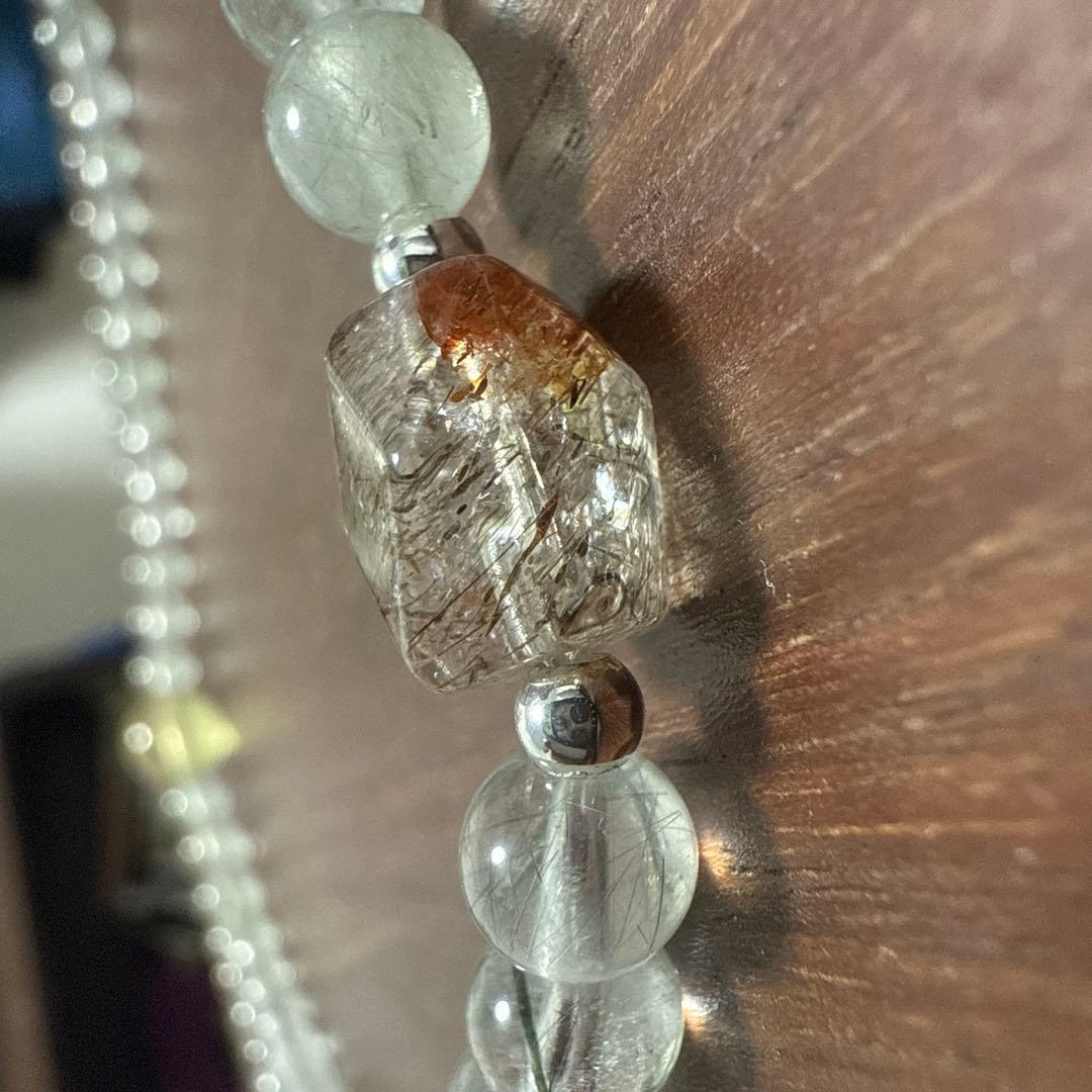 水晶・アクアマリン アンクレット 約20cm