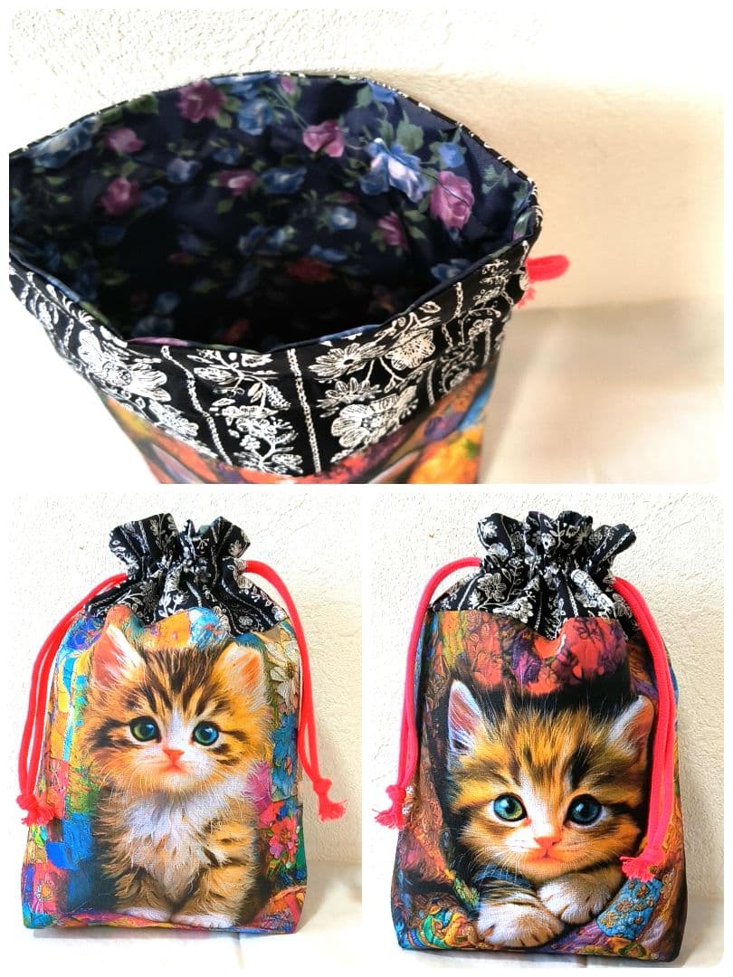 Yourelia様】ハンドメイドオーダー★犬猫インコ★巾着&ハンカチ&バッグ5点