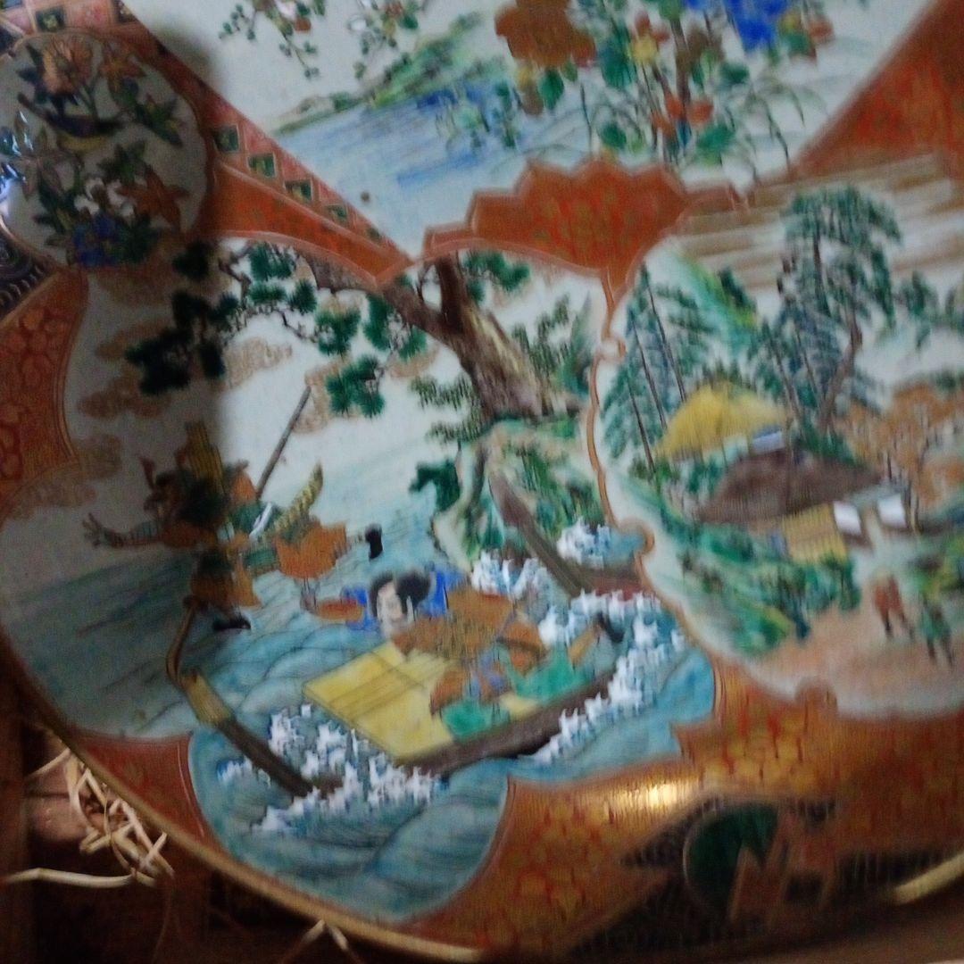 骨董品九谷焼 直径40cm 大皿 江戸時代後期 ？２枚