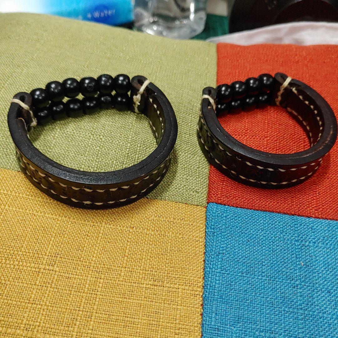 レザーとビーズのブレスレットセット