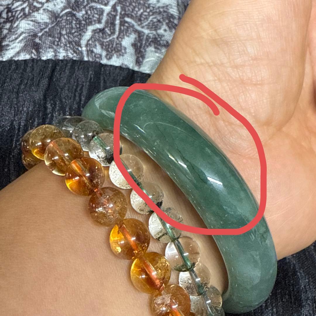 翡翠製緑色バングル 鑑定書付き