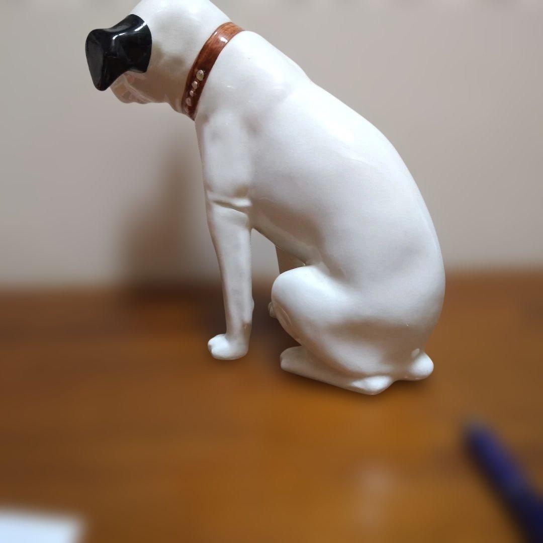 ニッパー犬の陶器置物 白黒