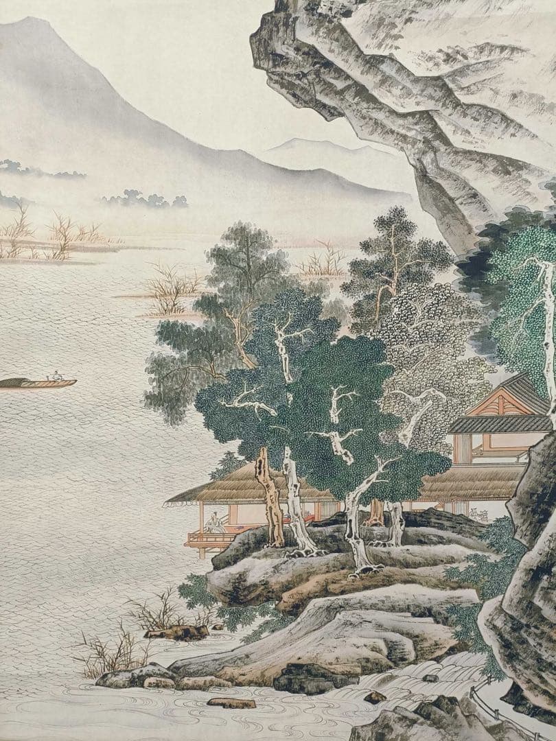 【张大千】滄浪渔笛 中国画 掛け軸 水墨画 和室 玄関 茶室 壁掛け 美術品
