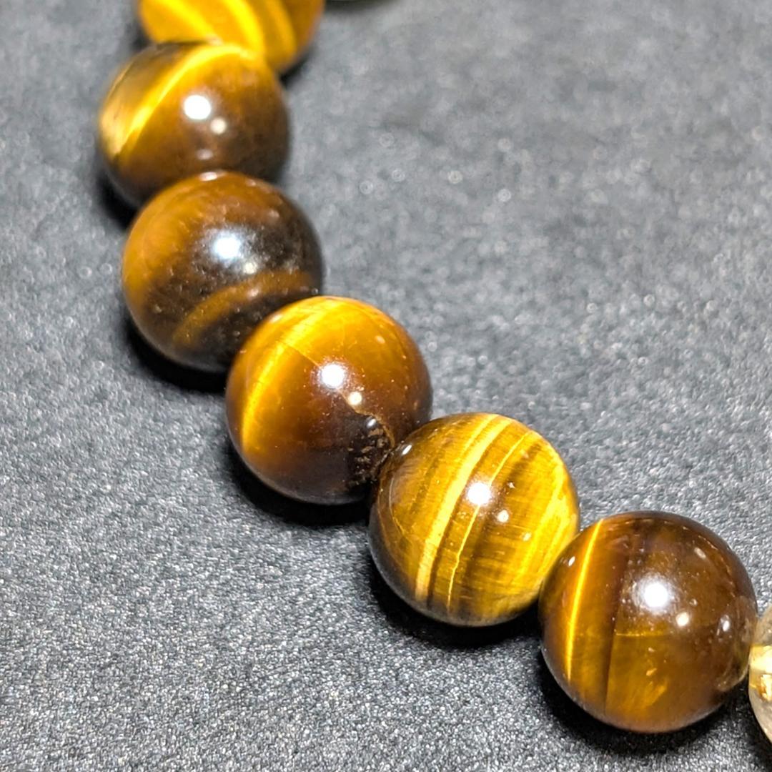 ゴールド タイチンルチル タイガーアイ ブレスレット 金財の運気を上昇させる数珠