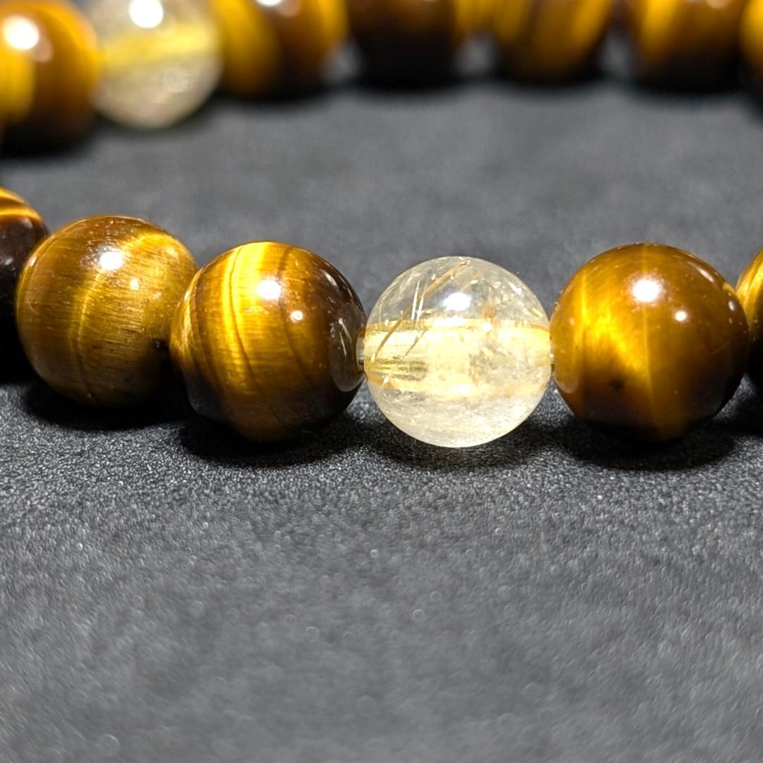 ゴールド タイチンルチル タイガーアイ ブレスレット 金財の運気を上昇させる数珠