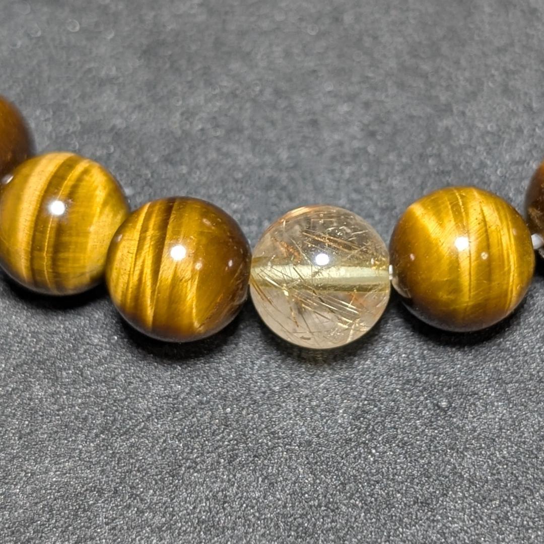 ゴールド タイチンルチル タイガーアイ ブレスレット 金財の運気を上昇させる数珠