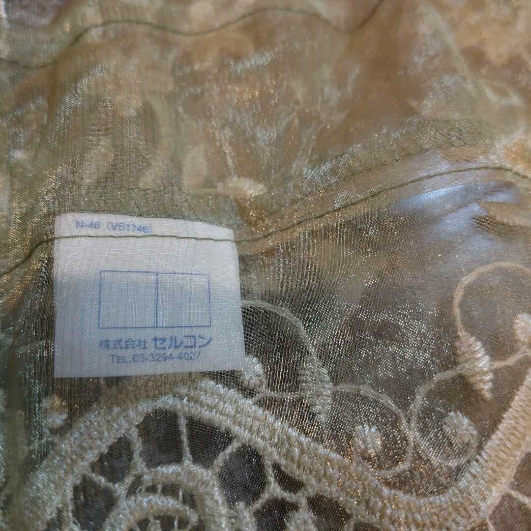 川島織物セルコン　オリーブグリーン 　刺繍レースカフェカーテン　暖簾