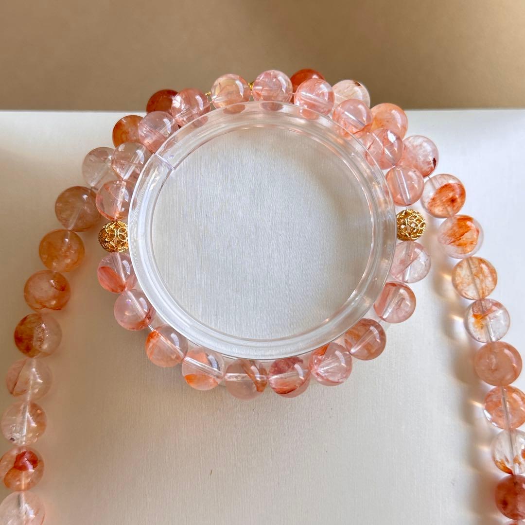 天然石オーロラクォーツ ライモナイトインクォーツ ネックレス＆ブレスレットセット