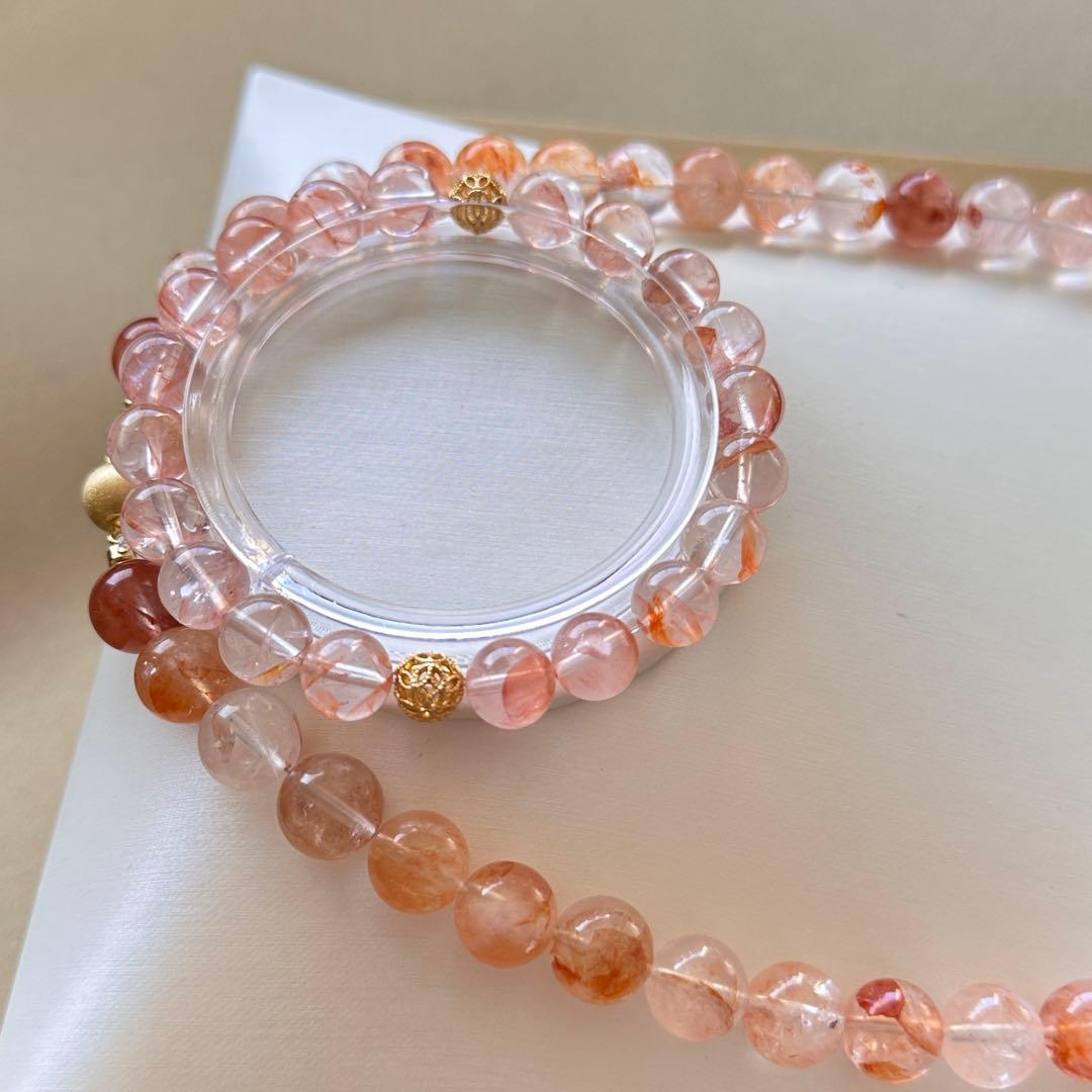 天然石オーロラクォーツ ライモナイトインクォーツ ネックレス＆ブレスレットセット