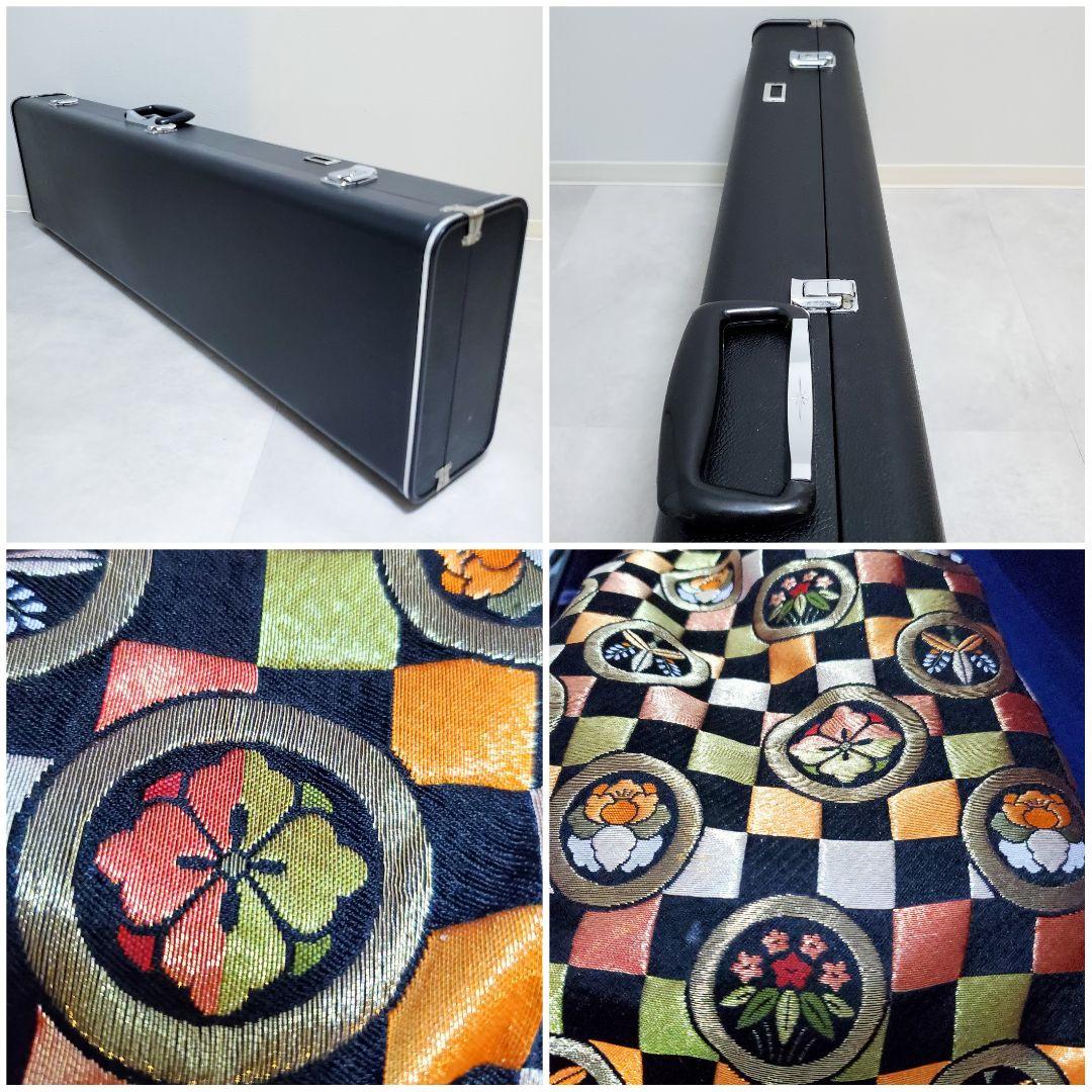 三味線 紅木トチ 中棹 正寸 丸打胴 ハードケース付 民謡 地唄 皮破れあり