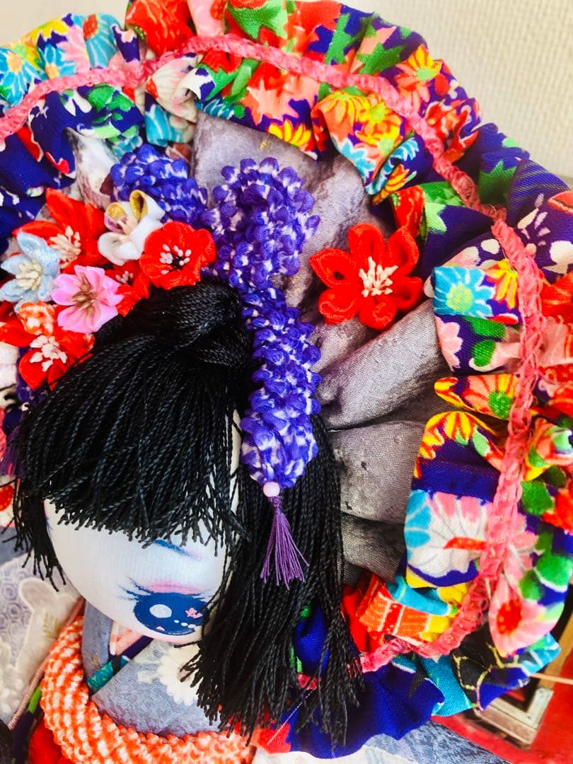 ＊着物 文化人形 お人形 布人形 約30cm &7cmお引きずり着物 古布＊