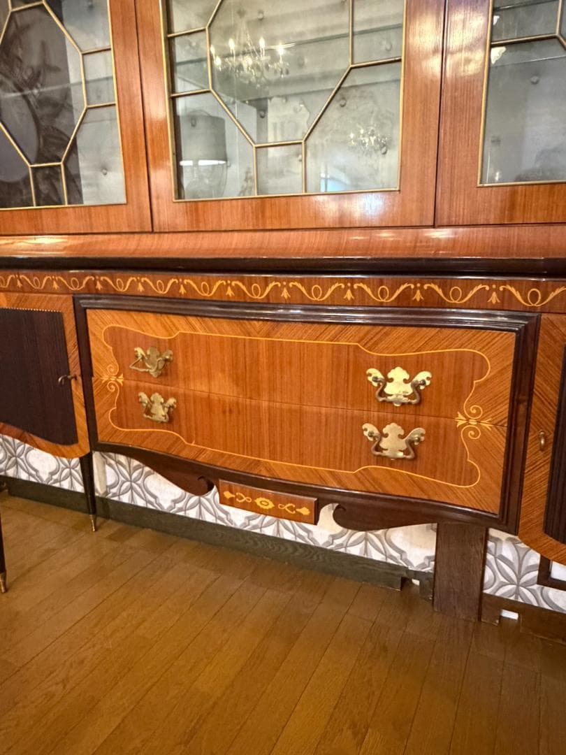 イタリア 象嵌 ブックケース 飾り棚 キャビネット W182cm カントゥ