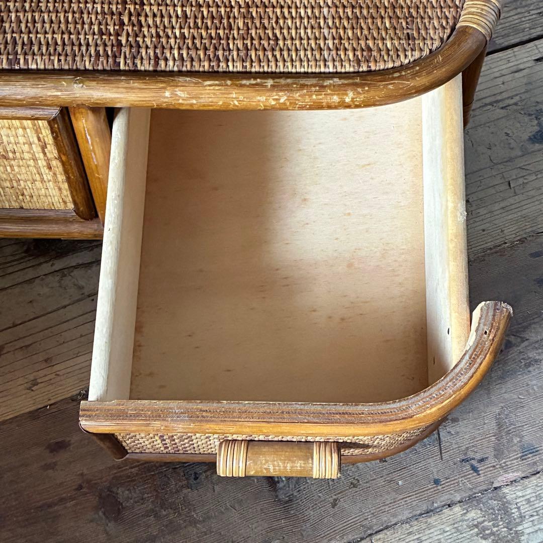 ヴィンテージ ラタン TVボード 回転式 ラック テレビ台