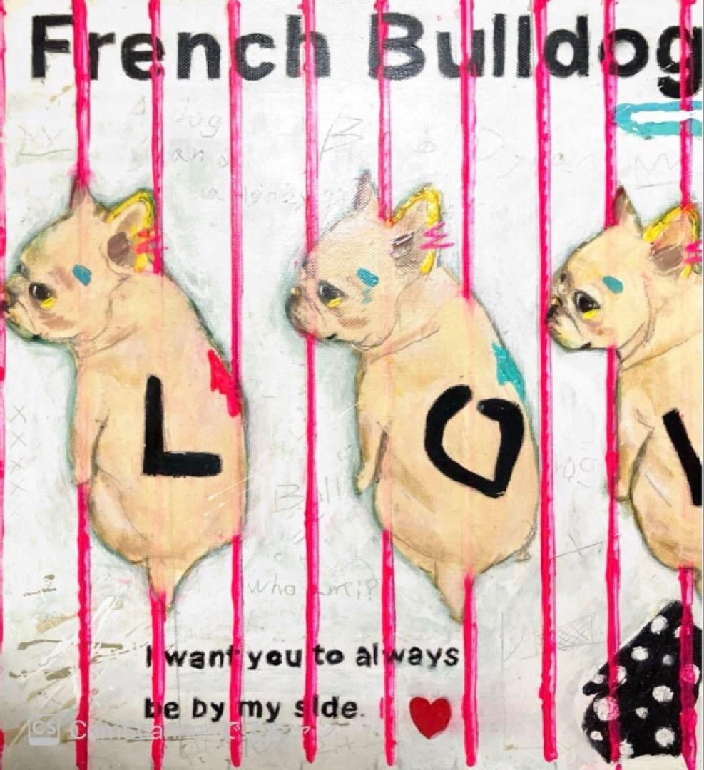 フレンチブルドッグ　犬　ポップアート　キャンバスF6号　アクリル画　BAEZ3