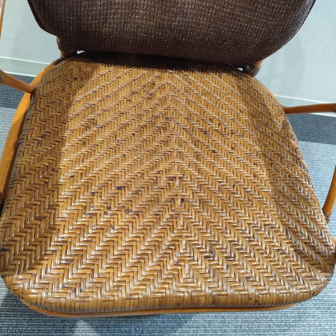 極上品 Kazama ラタン 回転 チェア クッション付 籐 ハイチェア