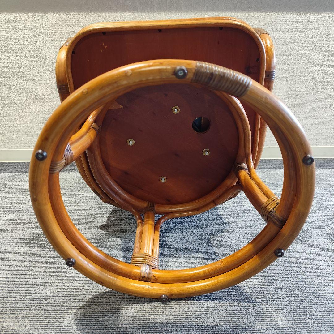 極上品 Kazama ラタン 回転 チェア クッション付 籐 ハイチェア