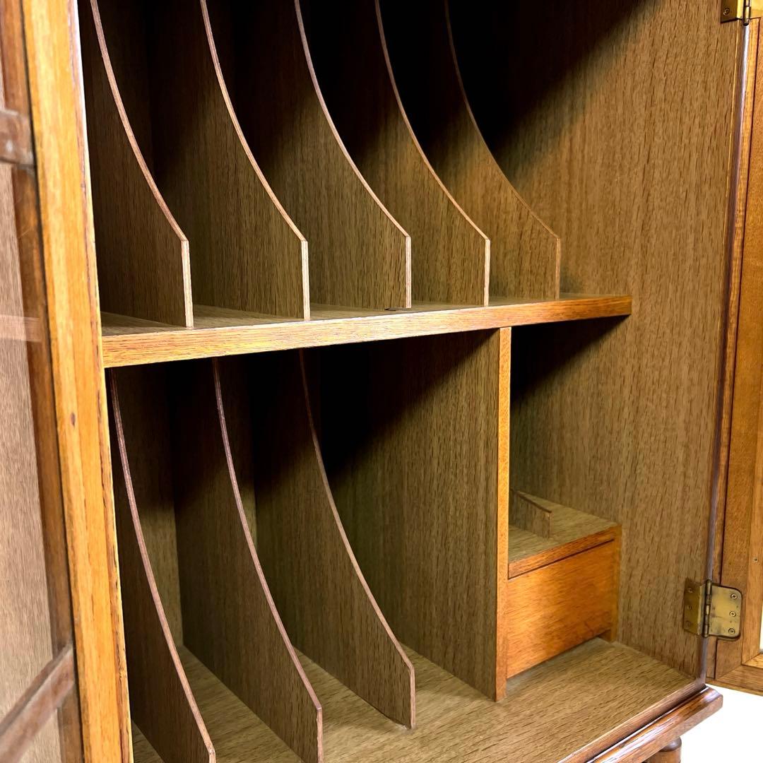 レコードキャビネット・レコードラック 木製ガラス扉・アナログ・ヴィンテージ