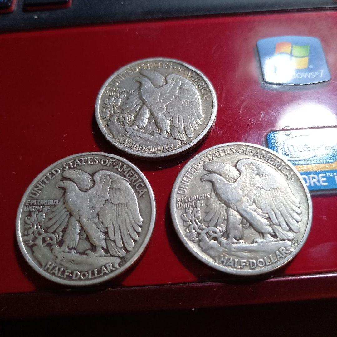 銀貨 ウォーキングリバティ ハーフダラー 三枚セットです