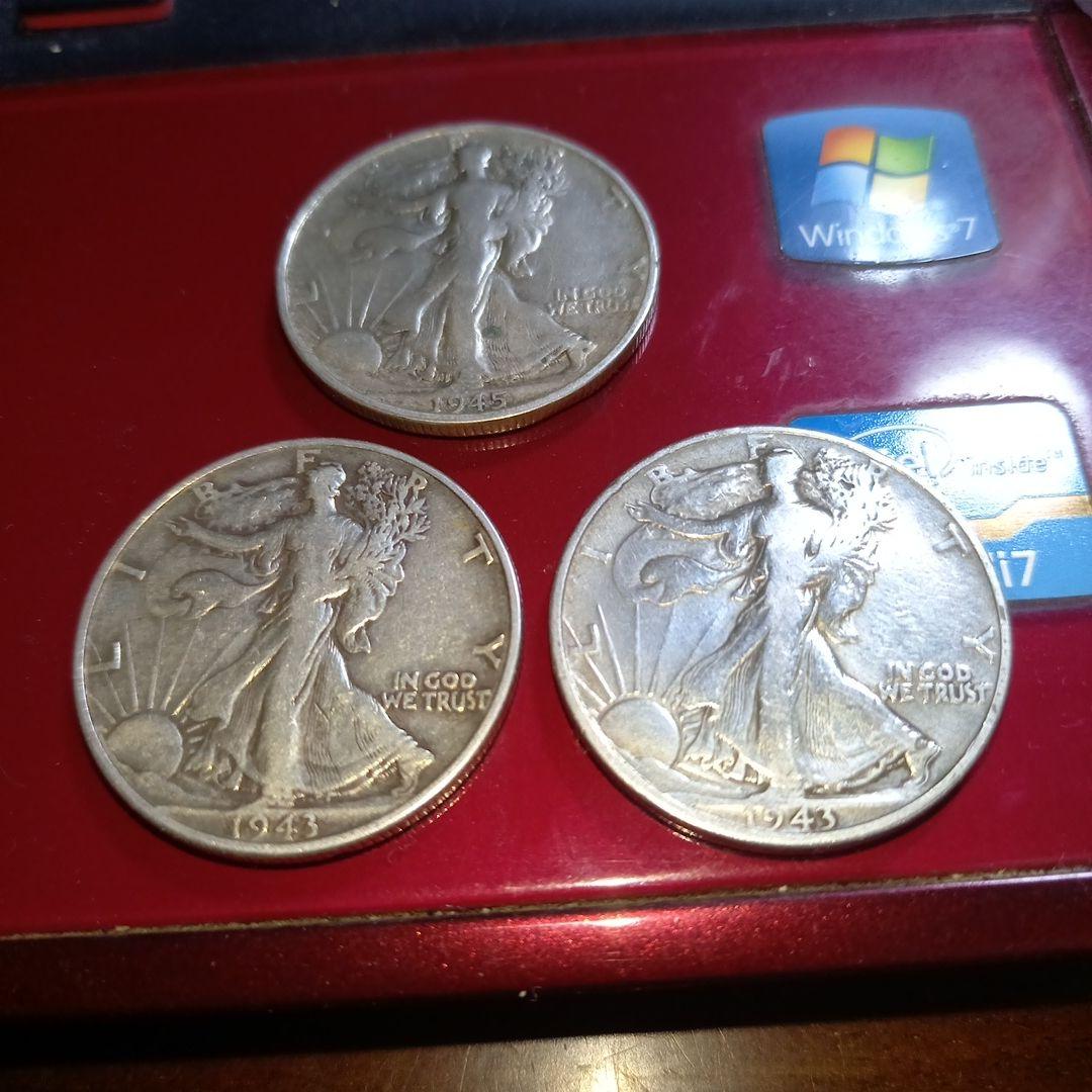 銀貨 ウォーキングリバティ ハーフダラー 三枚セットです