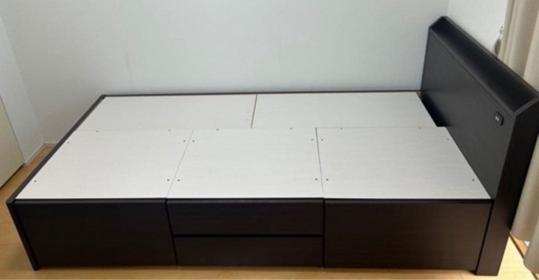 ニトリ　セミダブル　ベッドフレーム　大容量収納　ダークブラウン　指定地域送料無料