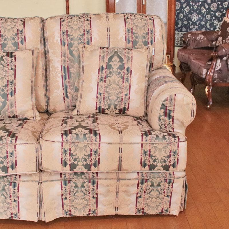 2人掛けソファ ファブリック クッション付 ストライプ 622-002