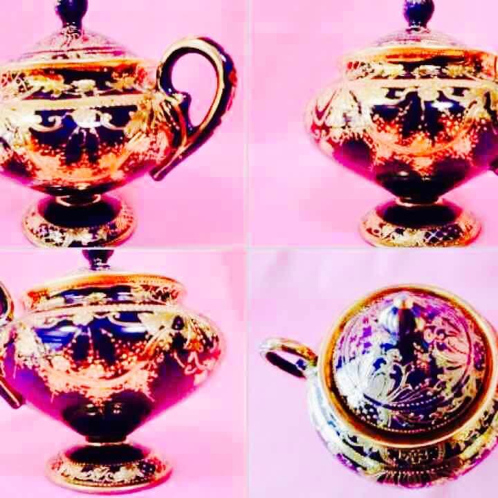 1891オールドノリタケヘビー金盛りコバルトシュガー