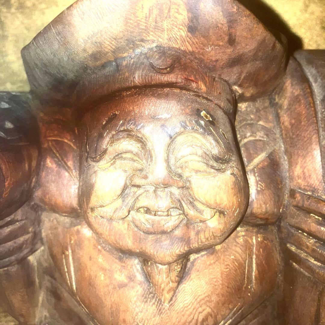 【特級呪物】福の神様　大黒天様の宿る木彫りオブジェ　縁起物　開運　幸運　金運　富