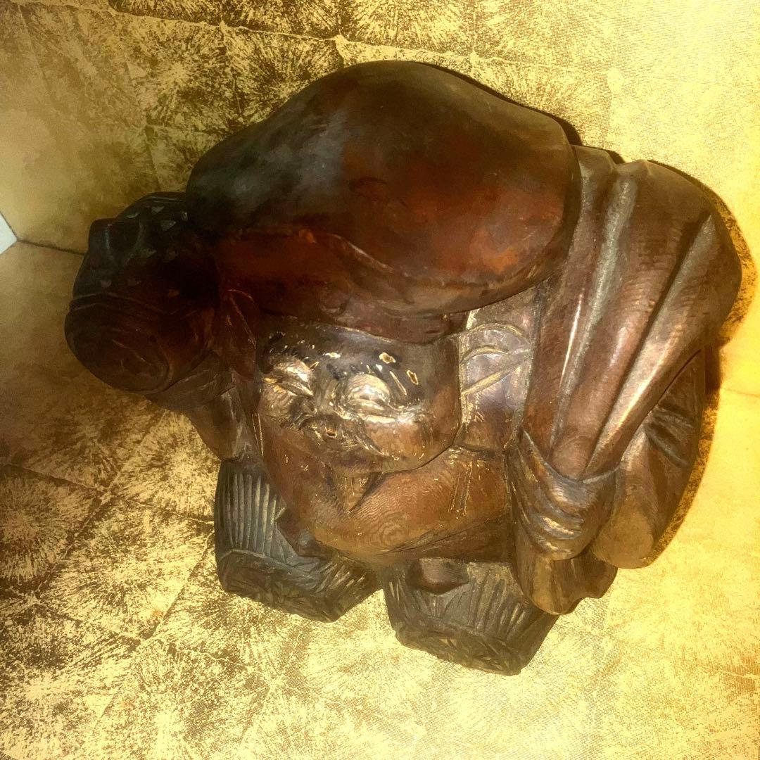【特級呪物】福の神様　大黒天様の宿る木彫りオブジェ　縁起物　開運　幸運　金運　富