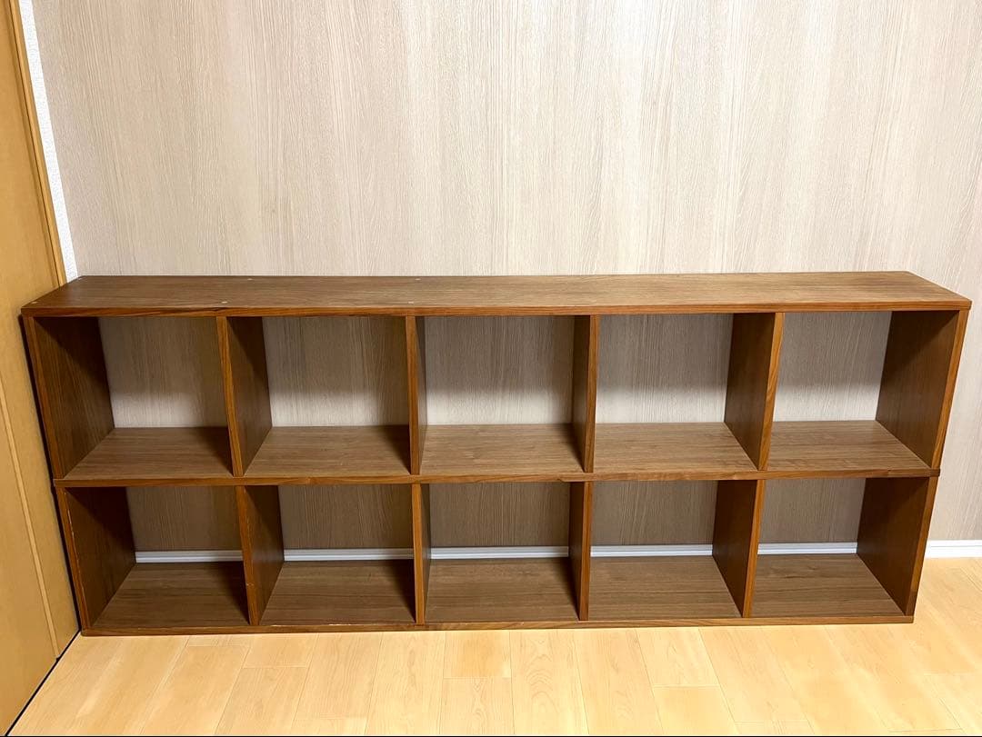 無印 スタッキングシェルフ 5×2 ウォールナット 引き出し付き