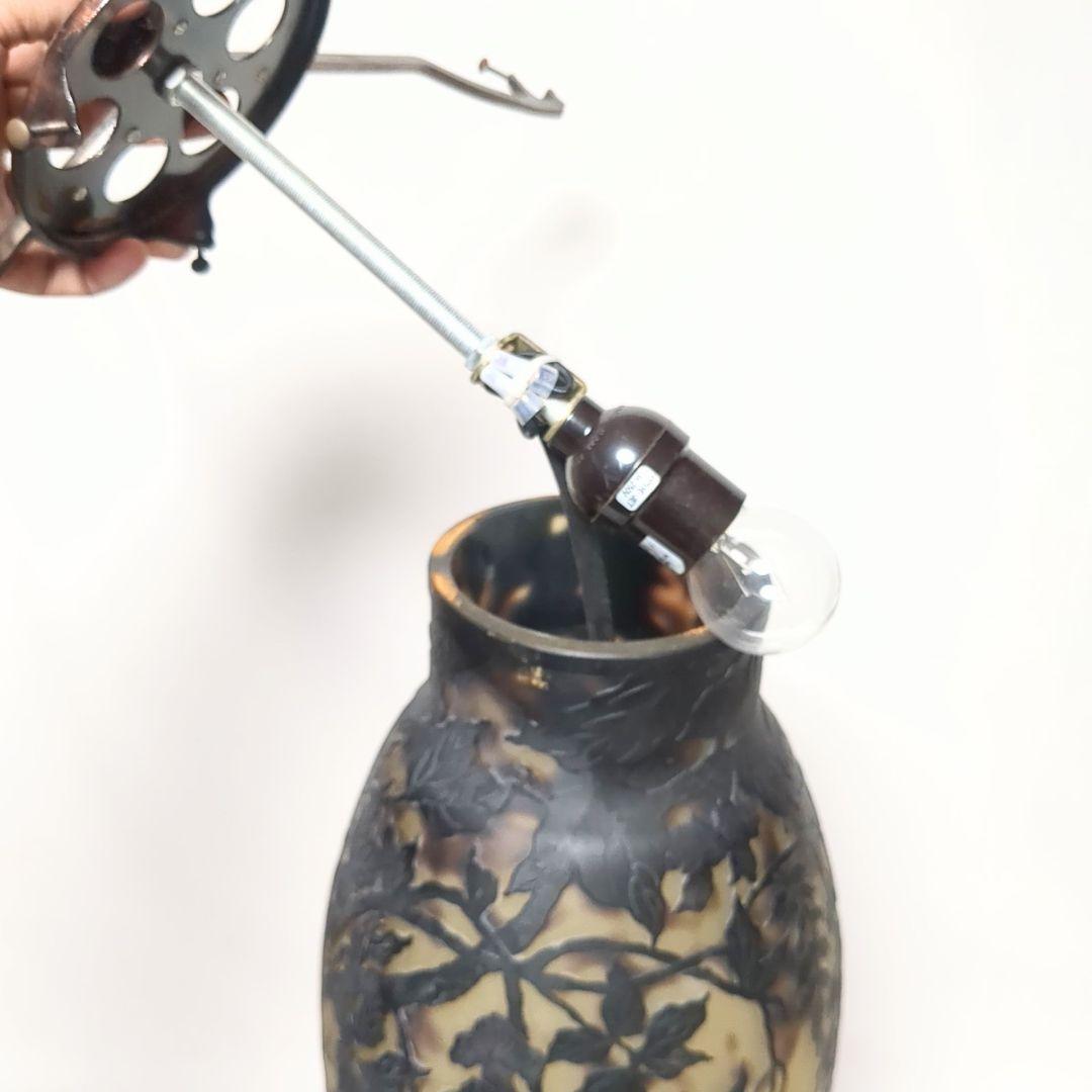 アンティーク　エミール・ガレ風ランプ　フロアスタンドランプ リーフモチーフ