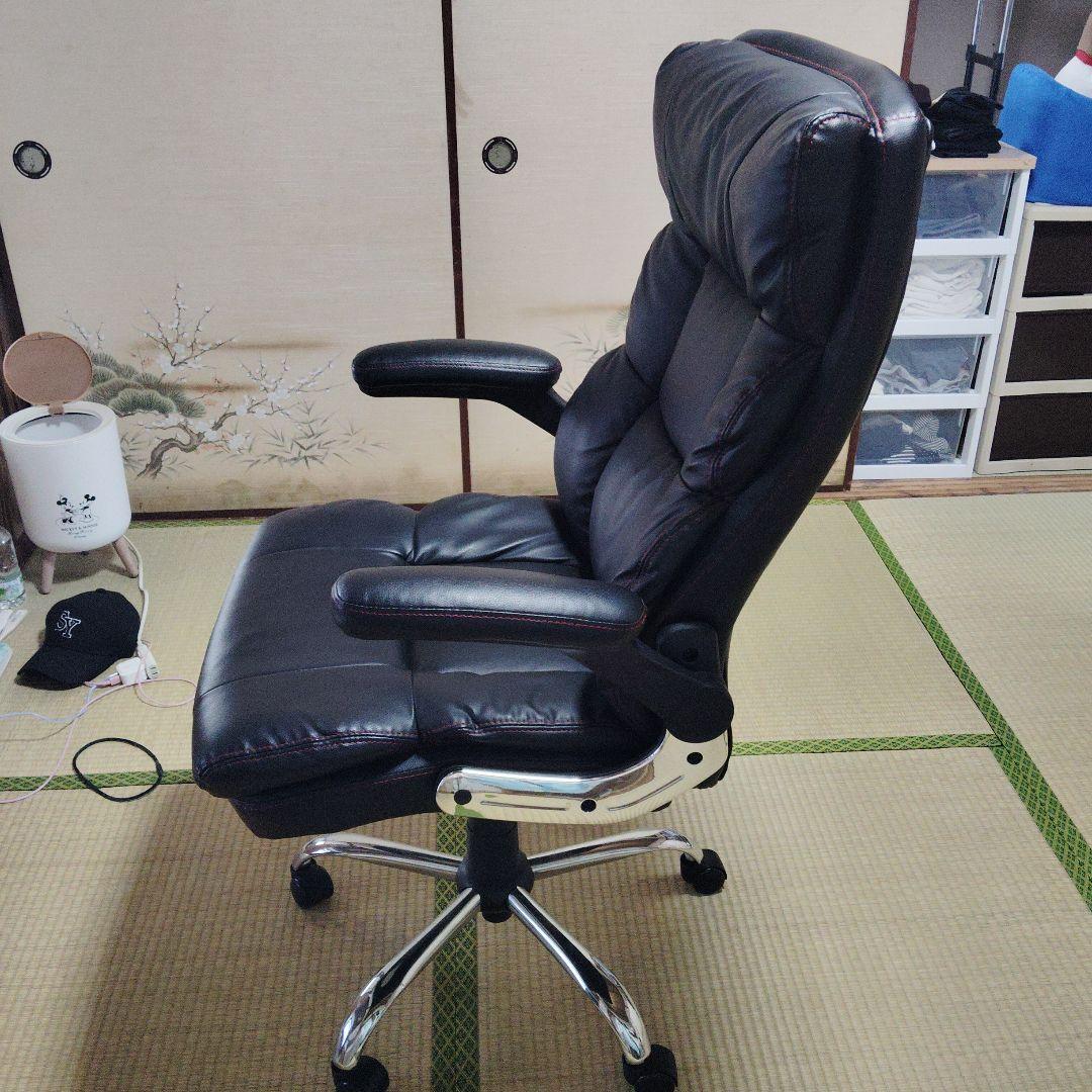 黒 合成皮革 高背もたれチェア