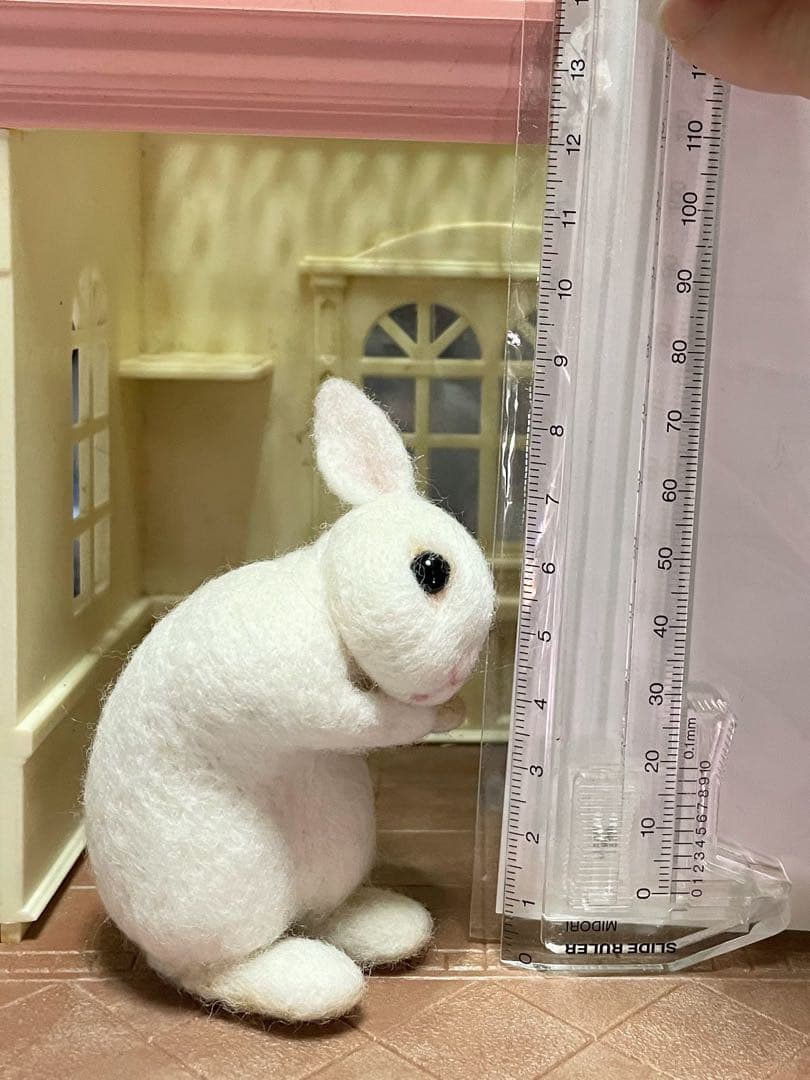 確認用　羊毛フェルト　うさぎ　ティモテ　白　ホワイト