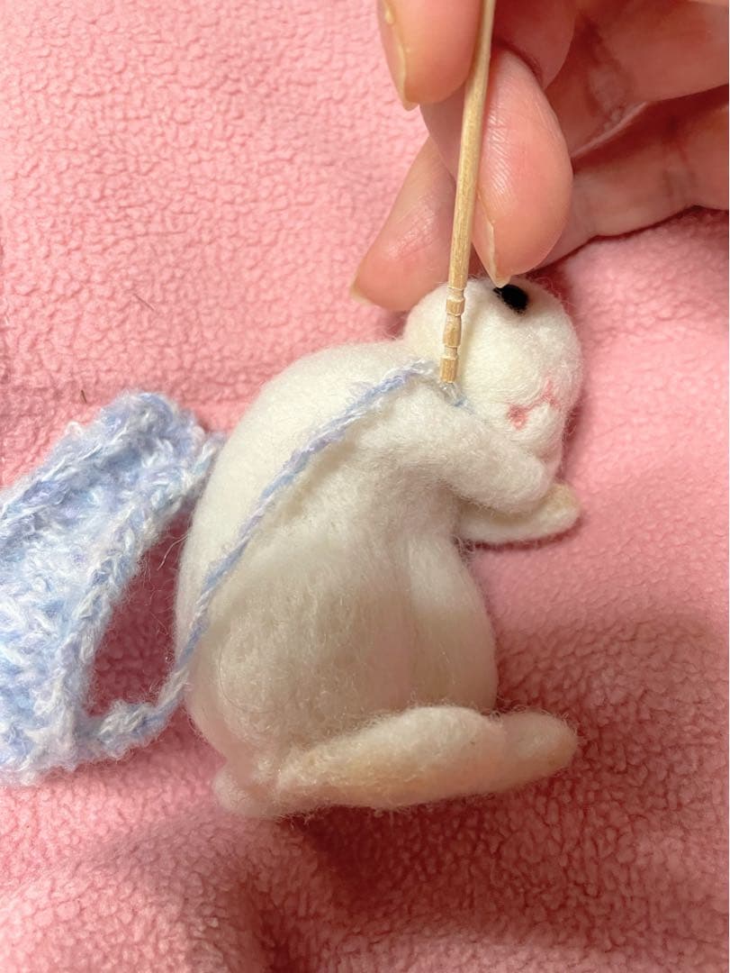 確認用　羊毛フェルト　うさぎ　ティモテ　白　ホワイト
