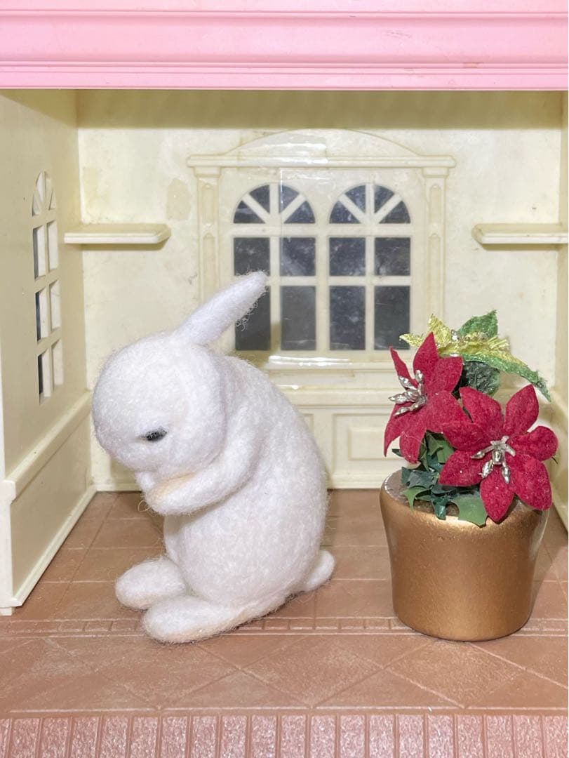 確認用　羊毛フェルト　うさぎ　ティモテ　白　ホワイト