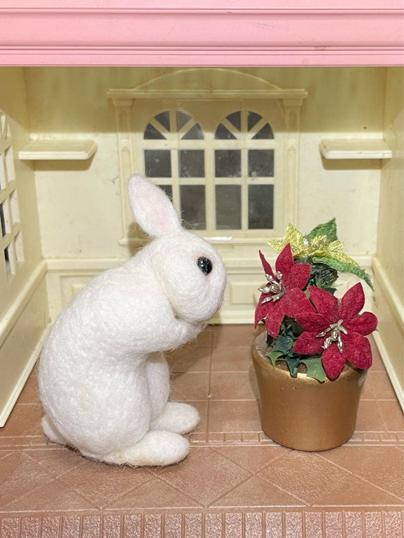 確認用　羊毛フェルト　うさぎ　ティモテ　白　ホワイト