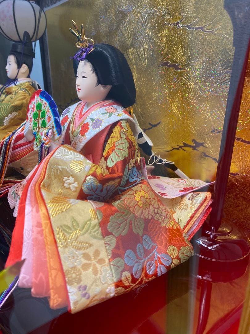 東京久月　雛人形　親王飾りアクリルケース入・間口約５６×奥行約３３×高さ約４０㎝