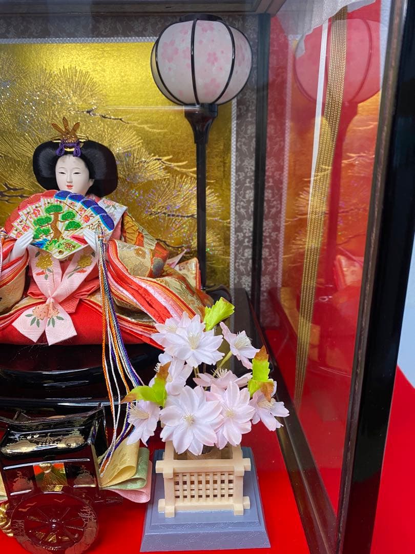 東京久月　雛人形　親王飾りアクリルケース入・間口約５６×奥行約３３×高さ約４０㎝