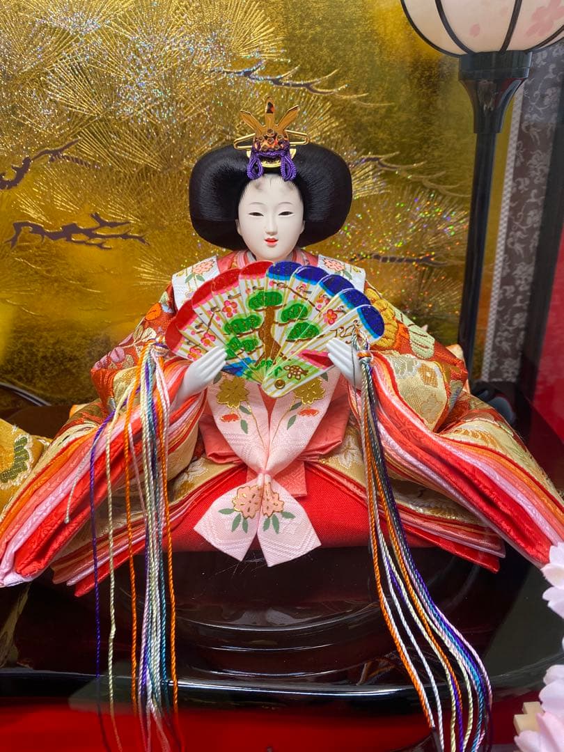 東京久月　雛人形　親王飾りアクリルケース入・間口約５６×奥行約３３×高さ約４０㎝